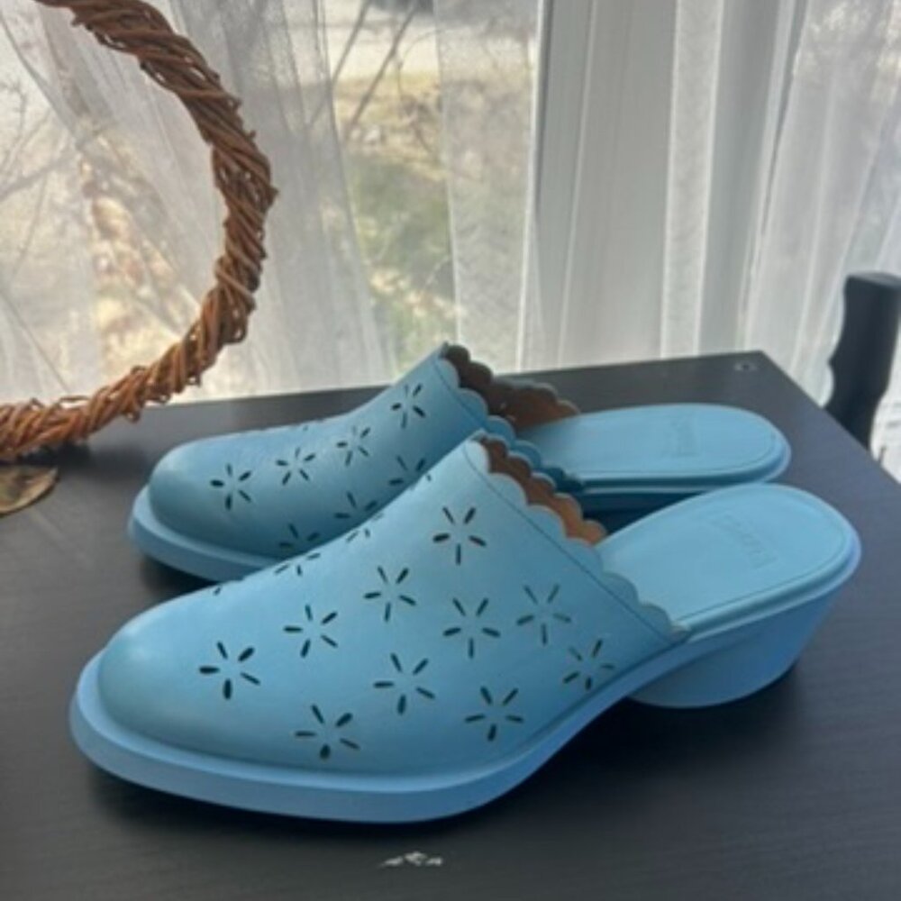 🌸💙 Camper "bonnie" Blue Leather Floral Mules – Women’s Size 40 💙🌸 - Picture 2 of 8